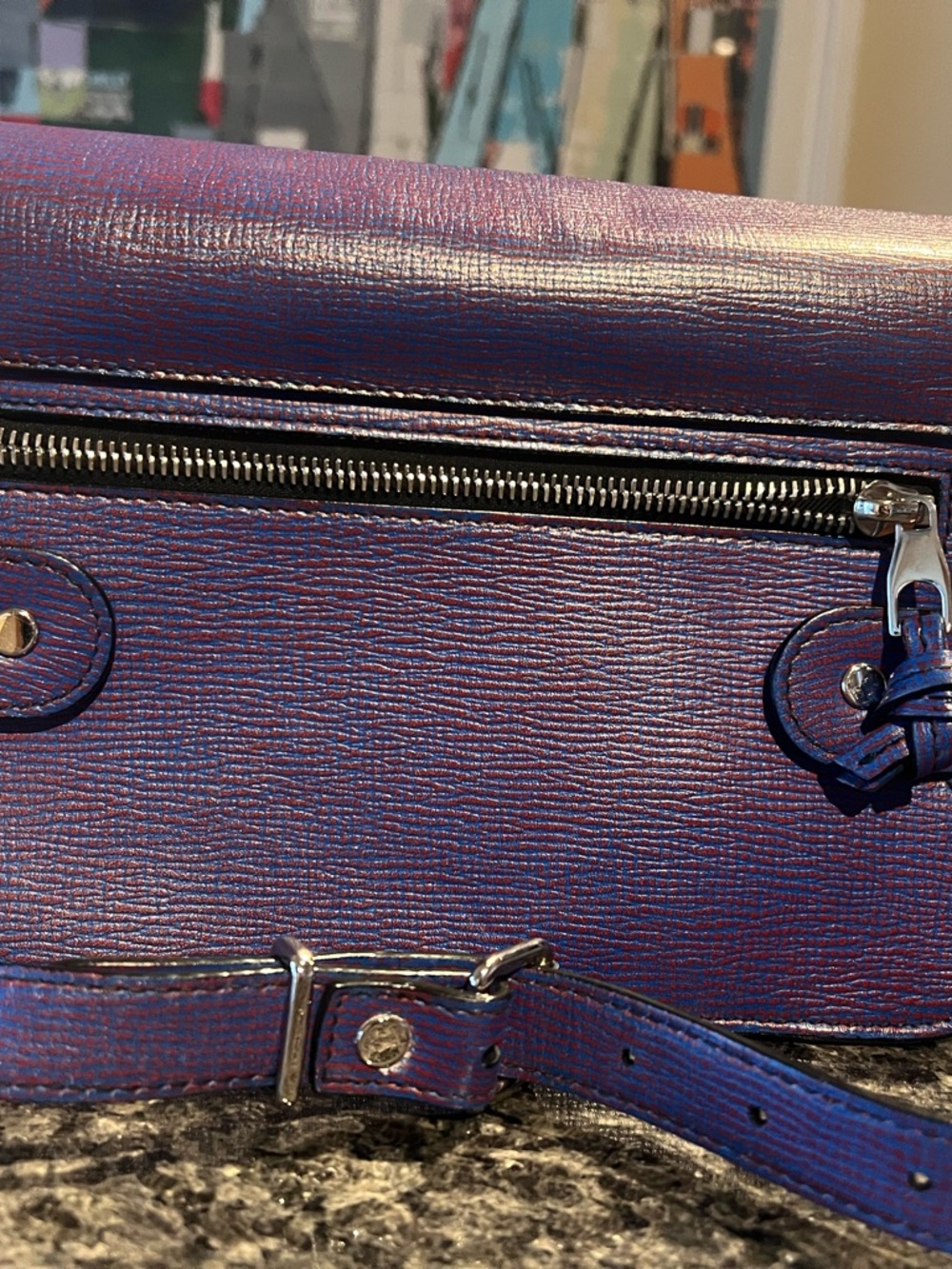 Proenza Schouler Purple Blue Textured Leather PS11 with Stone Accents - Picture 5 of 16